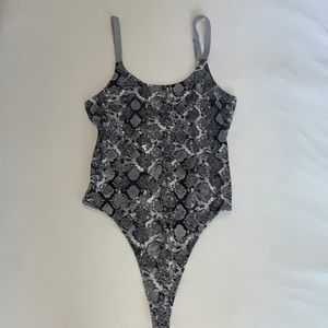 Victoria secret sport low back gray snake print body suit
